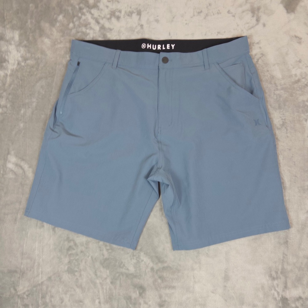 Hurley Hybrid Shorts Mens 40 Blue Grey Performance Board Shorts Quick Dry Surf